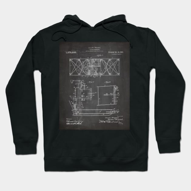 Wright Brothers Aircraft Patent - Aviation Art - Black Chalkboard Hoodie by patentpress